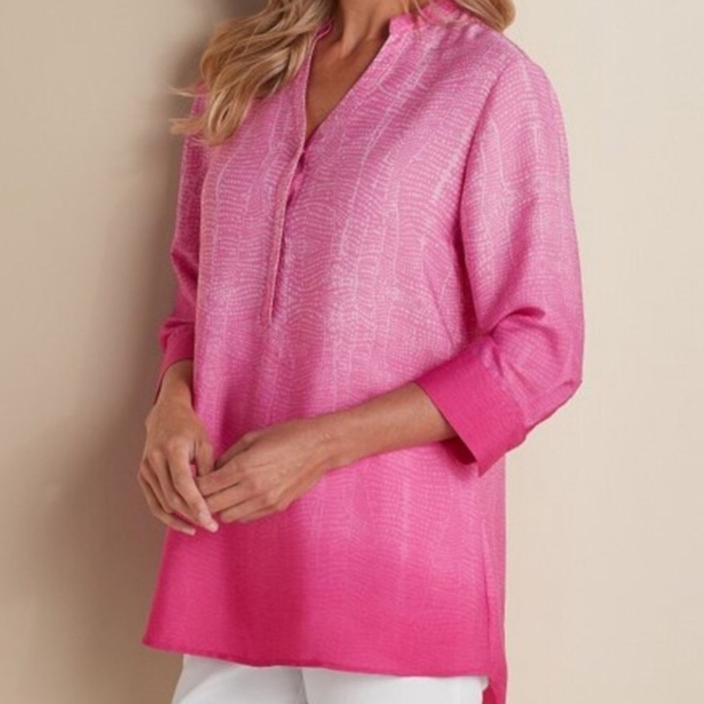 Soft Surroundings‎ Tunic Top Size M Pink 3/4 Sleeve